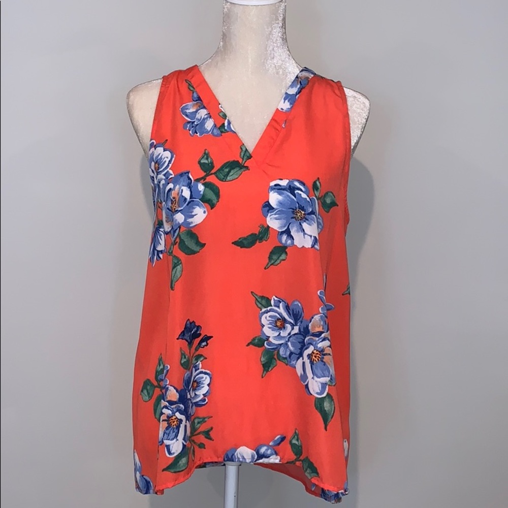 Staccato Coral Floral Split Back Tank Top